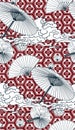 Umbrella fan japanese chinese design vector seamless pattern Royalty Free Stock Photo