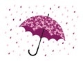 Umbrella with flowers and raindrops