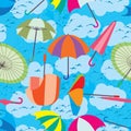 Umbrella Fly Sky Seamless Pattern Royalty Free Stock Photo