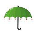 The umbrella is green from the rain in bad weather. Vector. Flat style.