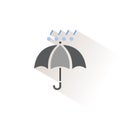 Umbrella with hail and rain. Isolated color icon. Weather vector illustration