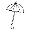 Umbrella hand drawn vector doodle illustration. Cartoon umbrella. Isolated on white background. Spring, fall season