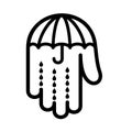 Umbrella hand palm down drop logo. Outline style. Royalty Free Stock Photo