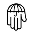 Umbrella hand palm down logo. Outline style.