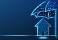 Umbrella and house icon. Protection concept. Abstract Low Poly wireframe mesh design. Vector Illustration Royalty Free Stock Photo