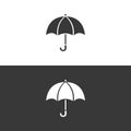 Umbrella. Icon on black and white background. Weather vector illustration
