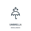 umbrella icon vector from miscellaneous collection. Thin line umbrella outline icon vector illustration. Linear symbol for use on