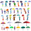 Umbrella icons set, cartoon style