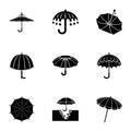 Umbrella icons set, simple style