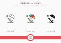 Umbrella icons set vector illustration with solid icon line style. Sunscreen shield concept.