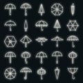 Umbrella icons set vector neon