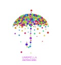 Umbrella idea on the white background, umbrella created from the small colored parts, emotions icons multicolored