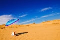 Umbrella on Issos beach, Corfu Royalty Free Stock Photo