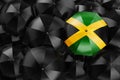Umbrella with Jamaican flag among black umbrellas, 3D rendering