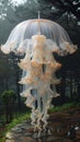 Umbrella jellyfish. Jellyfish aesthetics is the jelly, smoothness and volume of forms in life.