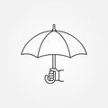 Umbrella line design silhouette holding in hand human
