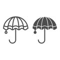 Umbrella line and glyph icon. Meteorology vector illustration isolated on white. Rain protection outline style design