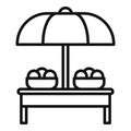 Umbrella local market icon outline vector. Floating boat