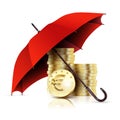 Umbrella and Money. Business Concept Euro