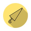 Umbrella outline icon in long shadow style