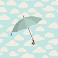 Umbrella over cloudy sky pattern. Autumn, spring background