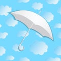 Umbrella from paper against the background of with clouds Royalty Free Stock Photo