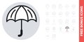 Umbrella, parasol or umbel icon for weather forecast application or widget. Simple black and white version. Free bonus