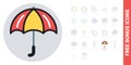 Umbrella, parasol or umbel icon for weather forecast application or widget. Simple color version. Free bonus icons kit