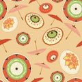 Umbrella party on a peach background