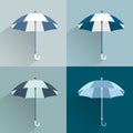 Umbrella pattern. Simply flat decorative style. Blue color