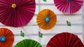 Umbrella patterns made from mulberry paper and are colorful and can be used Royalty Free Stock Photo