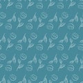 Umbrella plant seamless pattern blue dark organic design illustration