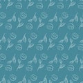 Umbrella plant seamless pattern blue dark organic design vector illustration