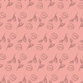 Umbrella plant seamless pattern pink vegetable organic textile and wrapping paper