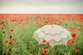 Umbrella in poppies field. Artistic interpretation.