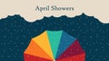 Umbrella in the rain, April showers concept design, vector illustration