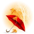 Umbrella and Rain. Autumn Icon Minimalistic Style