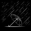 Umbrella in the rain drawn with lines