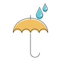 Umbrella and rain drops, rainy season, vector illustration Royalty Free Stock Photo