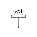 Umbrella and rain drops vector icon. Meteorology sign. Graph symbol for travel, tourism and weather web site and apps