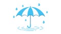 Umbrella with Rain Drops and Water Ripples Icon, vector design Generative AI Royalty Free Stock Photo