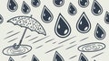 Umbrella in Rain with Falling Drops Seamless Pattern, vector design Generative AI Royalty Free Stock Photo