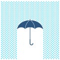 Umbrella with rain illustration. Rain water drops and umbrella.