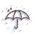 Umbrella rain people 3D rendering Royalty Free Stock Photo