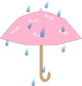 umbrella with rain in rainy weather art and design simple vector