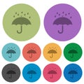 Umbrella with rain solid color darker flat icons Royalty Free Stock Photo