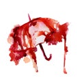 Umbrella watercolor stain red