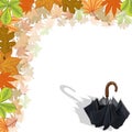 Umbrella for rain.Vector Illustration om leaves . Autumn sketch. Isolated on white