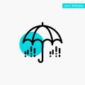 Umbrella, Rain, Weather, Spring turquoise highlight circle point Vector icon