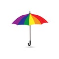 Umbrella in rainbow colores. Summer beach party parasol icon